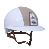Шлем (жокейка) KEP Italia cromo 2.0 white polish polo beige suede front rose swarovski