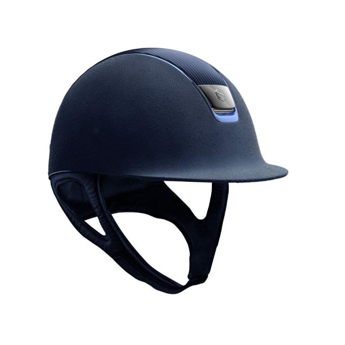Шлем (жокейка) Samshield premium blauw leder top blauwe trim