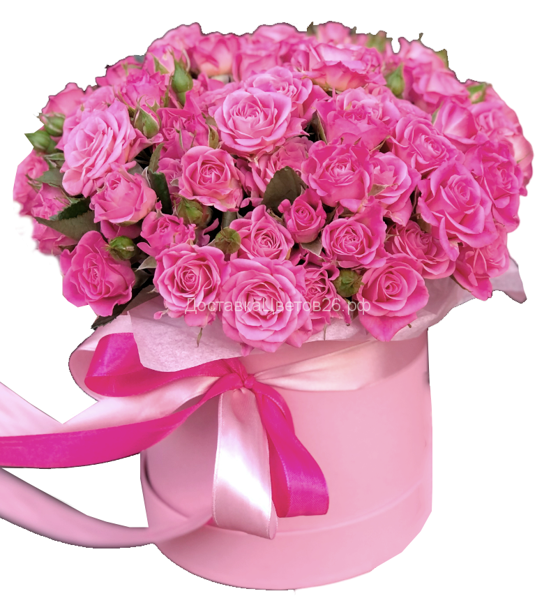 Шляпная коробка с розовыми мелкоцветными розами
