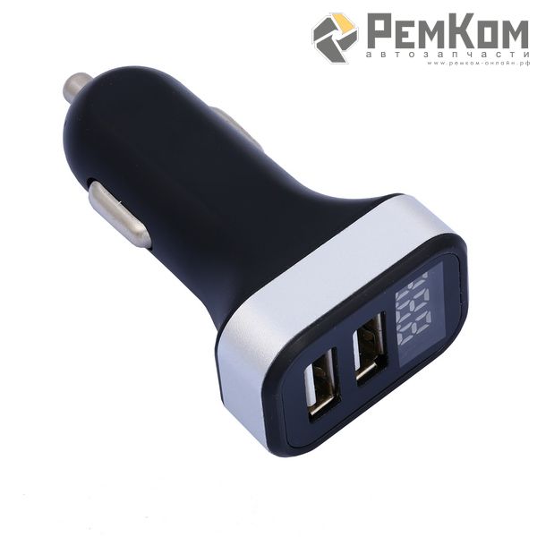 RK11061 * Автомобильная зарядка на 2 USB 3.1А + 3.1А с вольтметром
