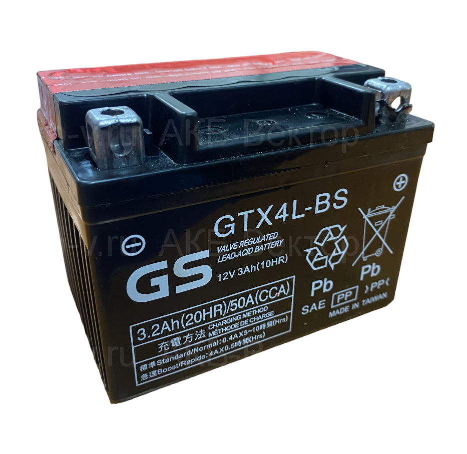 АКБ GS AGM GTX4L-BS (4Ач) 50А (AGM) не активирован