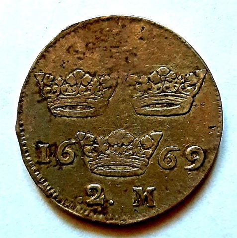 2 марки 1669 Швеция RARE Редкий тип AUNC