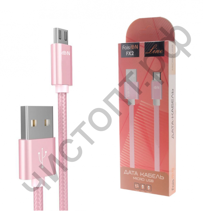 Кабель USB - микро USB FaisON FX2 LINE, 1.0м, 2.1A, ткань, розовое золото Суперцена !!!