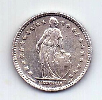 1 франк 1904 года AUNC Редкий год Швейцария