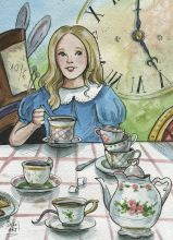 Почтовая открытка Алиса на чаепитии