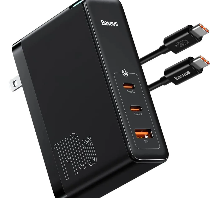 Сетевое зарядное устройство/Быстрая зарядка Baseus GaN5 Pro Fast Charger 2C+U 140W EU Black Cable Type-C to Type-C CCGP100201