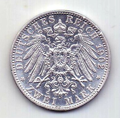 2 марки 1902 Баден Германия AUNC