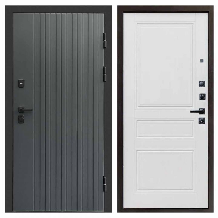 Входная дверь Termo-door Твист Грей BLACK Классика Белое дерево Металлическая