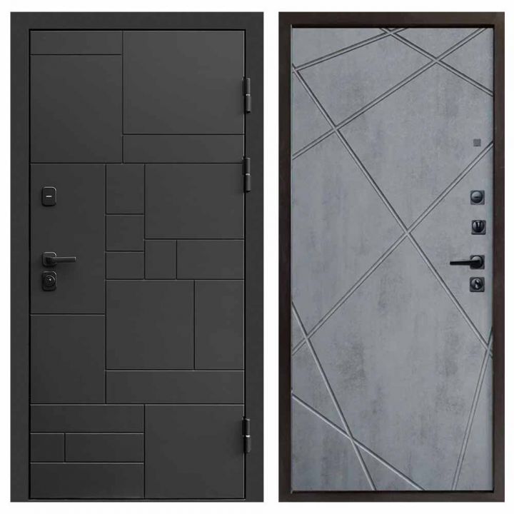 Входная дверь Termo-door Квадро BLACK Лучи бетон темный