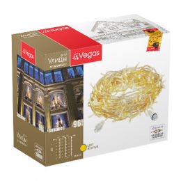 Уличная светодиодная гирлянда (желтый свет) Vegas Занавес 96 LED, 6 нитей, 1х2 м, 24V 55022