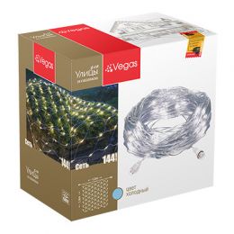 Уличная светодиодная гирлянда (холодный свет) Vegas Сеть 144 LED, 1,2х1,5 м, 24V 55031