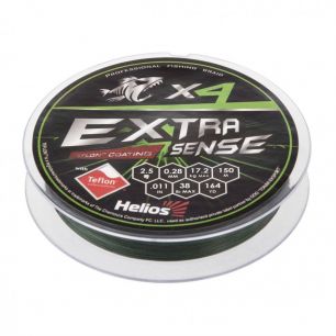Шнур плетеный Helios Extrasense X4 PE 2.5/38LB 0,28мм 150м Green HS-ES-X4-2.5/38LB