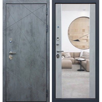 Дверь Входная АСД ДУЭТ Б с зеркалом бетон светлый