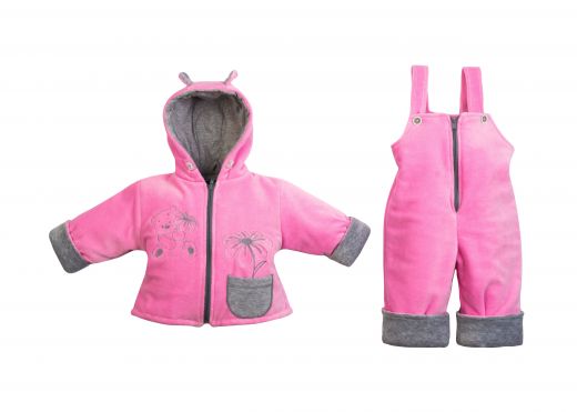 SALE! Комплект (куртка+ полукомбинезон) велюр вышивка- розовый Я-336
