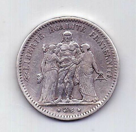 5 франков 1849 Франция XF Редкий год