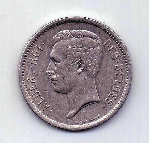 5 франков 1934 Бельгия Редкий год AUNC - XF