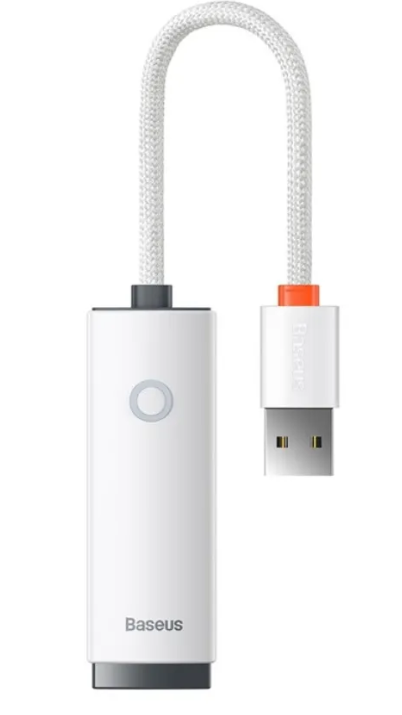 Адаптер-переходник Baseus Lite Series Ethernet Adapter USB-A to RJ45 LAN Port (100Mbps) White (WKQX000002)