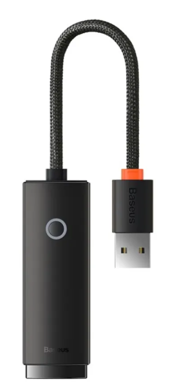 Адаптер-переходник Baseus Lite Series Ethernet Adapter USB-A to RJ45 LAN Port (1000Mbps) Black (WKQX000101)