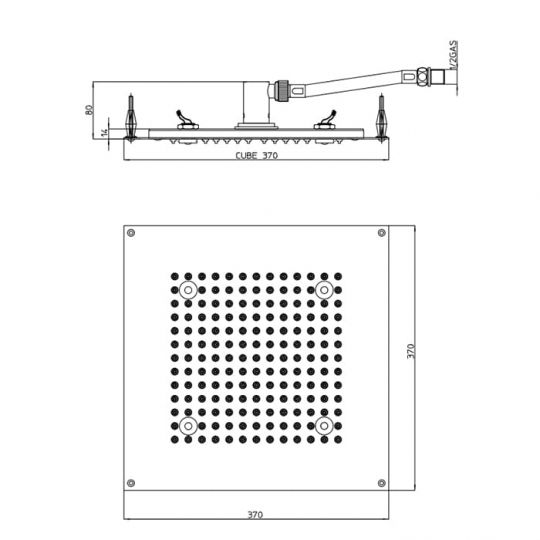 Верхний душ с подсветкой Bossini Dream квадратный 1 режим H37397 схема 2
