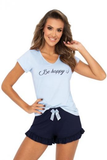 Пижама женская DONNA Be Happy, футболка и шорты, голубой