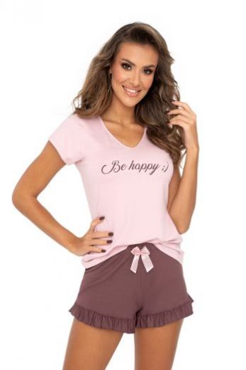 Пижама женская DONNA Be Happy, футболка и шорты, розовый