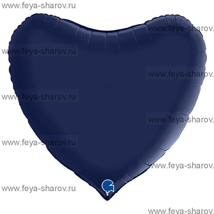 Шар Сердце сатин Blue Navy 91 см
