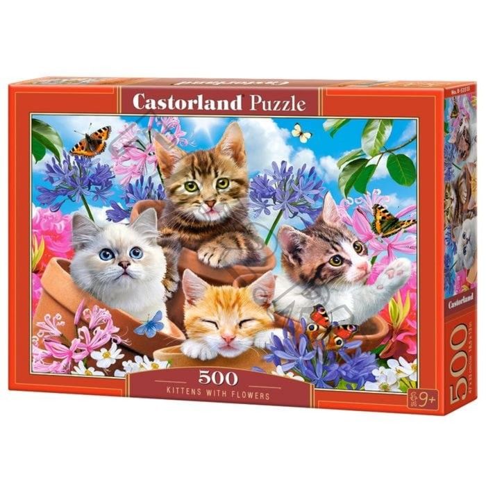 Пазл «Котята в цветах», 500 элементов