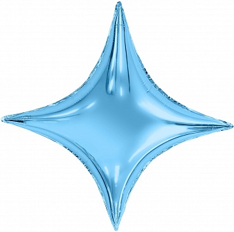 Звезда четырёхконечная голубая шар фольгированный с гелием