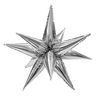 Звезда серебряная составная шар фольгированный с воздухом (НЕ ЛЕТАЕТ!)