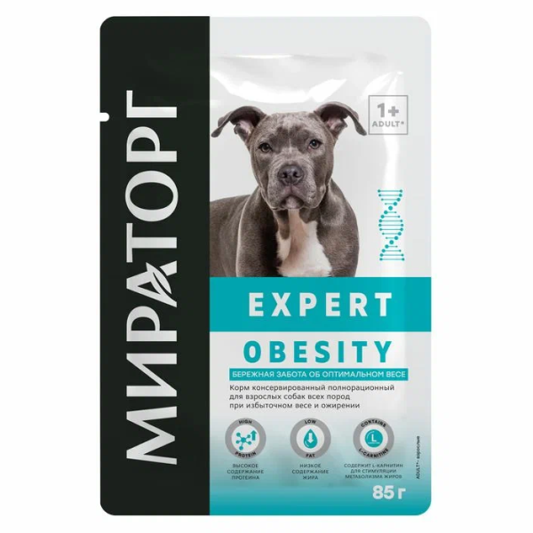 Влажный корм для собак Мираторг Expert Obesity Бережная забота об оптимальном весе 85 гр