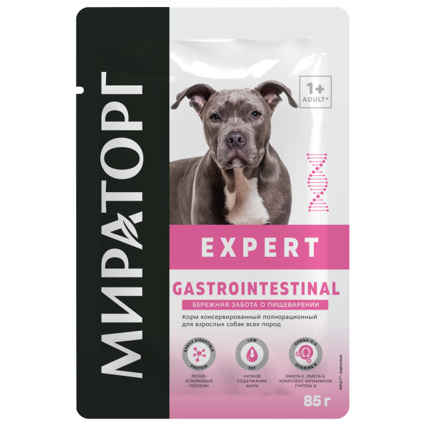 Влажный корм для собак Мираторг Expert Gastrointestinal Бережная забота о пищеварении 85 гр