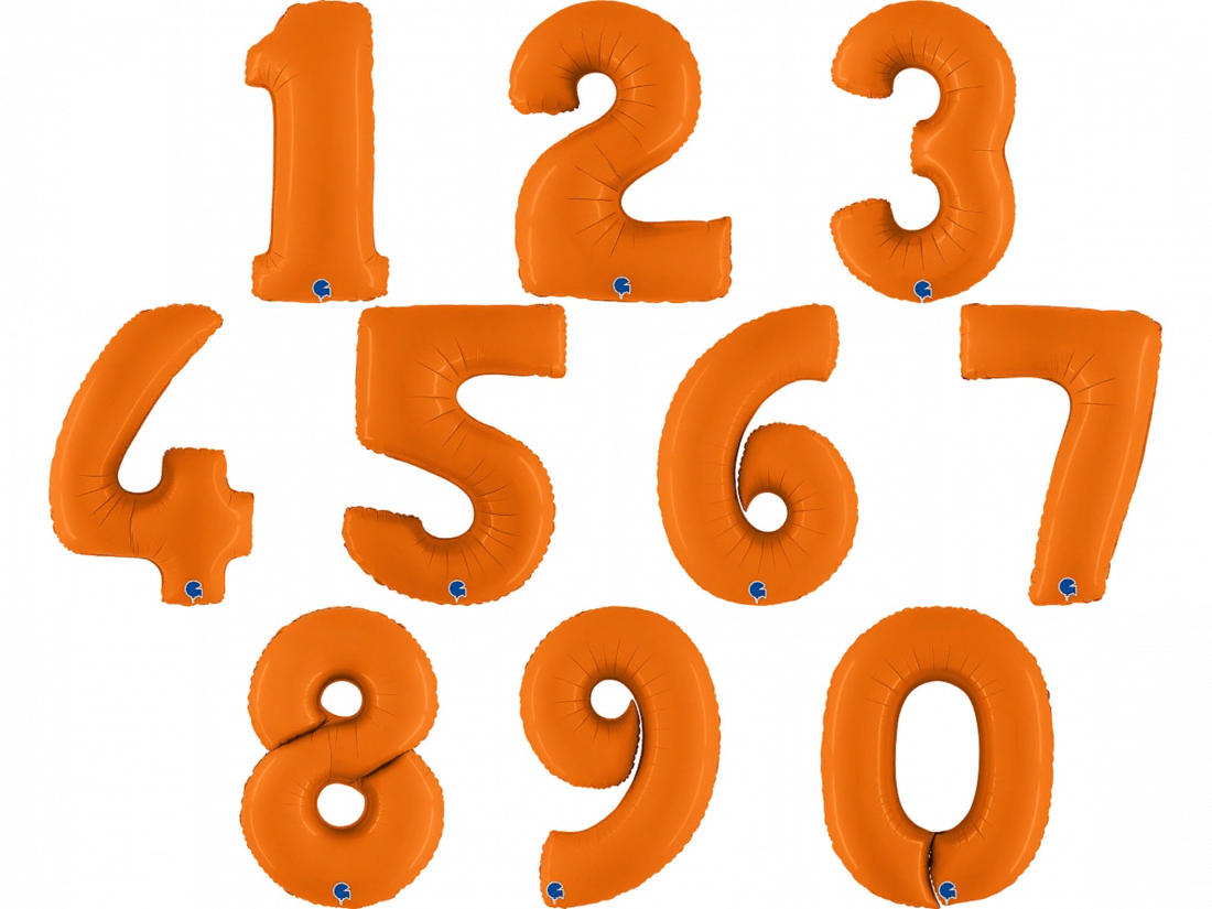 Цифра оранжевая шар фольгированный с гелием