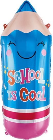 Карандаш синий Школа - это круто! шар фигурный фольгированный с гелием