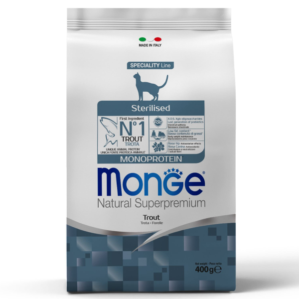 Сухой корм для стерилизованных кошек Monge Speciality Line Monoprotein Sterilised из форели