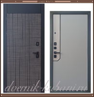 Входная металлическая дверь ИНТЕЛ с фрамугой Дуб мадейра горизонт / Светло-серый 110 мм Россия