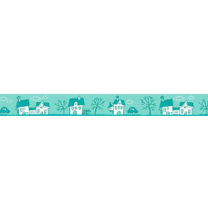 Скотч декоративный бумажный с принтом Летняя радость - Городок 15 мм 8 м на катушке (SCB4905007)