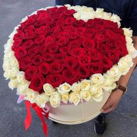 Сердце из 101 розы в коробке