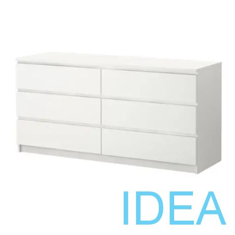 IDEA Комод с 6 ящиками, белый 160x78х48 см