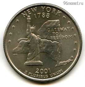 США 25 центов 2001 P Нью-Йорк