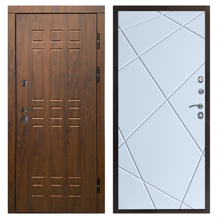 Входная дверь Termo-door Афина Дуб Лучи белый Металлическая