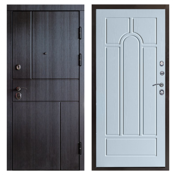 Входная дверь Termo-door  Вертикаль венге Арка белое дерево Металлическая