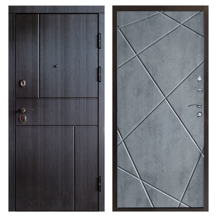 Входная дверь Termo-door  Вертикаль венге Лучи бетон темный