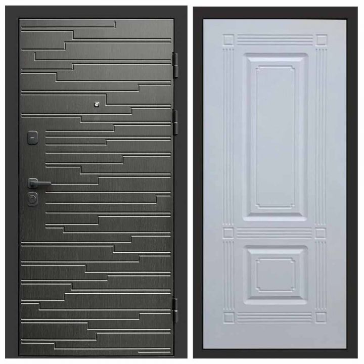 Входная дверь Termo-door Ривьера BLACK Мадрид Белый Софт Металлическая