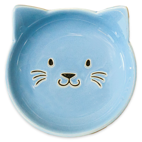 Блюдце для кошек Mr.Kranch Мордочка кошки керамическое голубое 80 мл