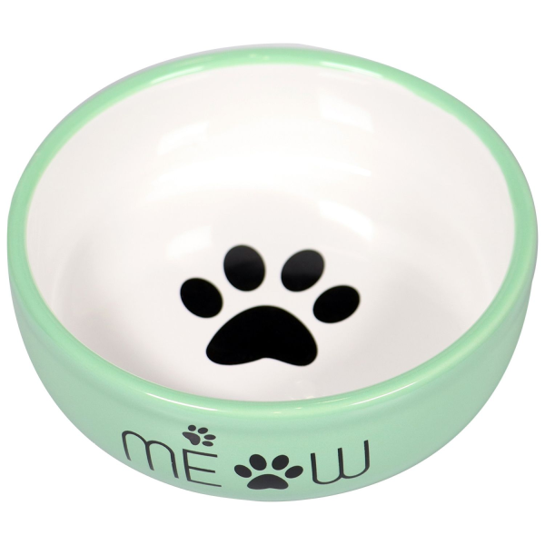 Миска для кошек Mr.Kranch MEOW зеленая керамическая 380 мл