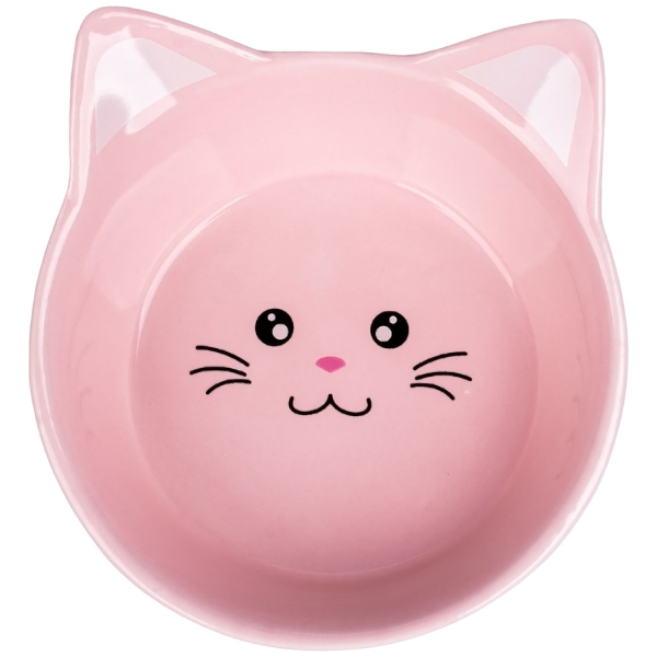 Миска для кошек Mr.Kranch Мордочка кошки розовая керамическая 200 мл