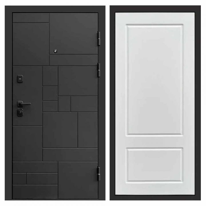 Входная дверь Termo-door Квадро BLACK Марсель Белый Софт