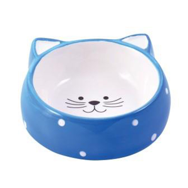 Миска для кошек Mr.Kranch Мордочка кошки голубая керамическая 250 мл