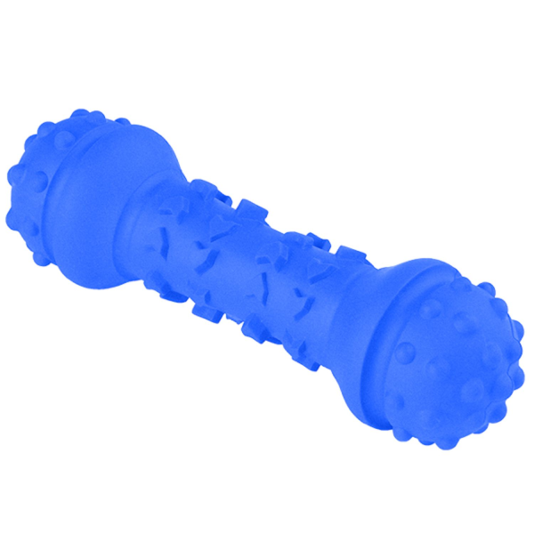 Игрушка для собак Mr.Kranch Гантель дентальная синяя с ароматом курицы 18 см