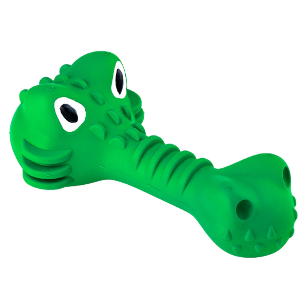 Игрушка для собак Mr.Kranch Крокодил с пищалкой зеленый с ароматом курицы 18 см